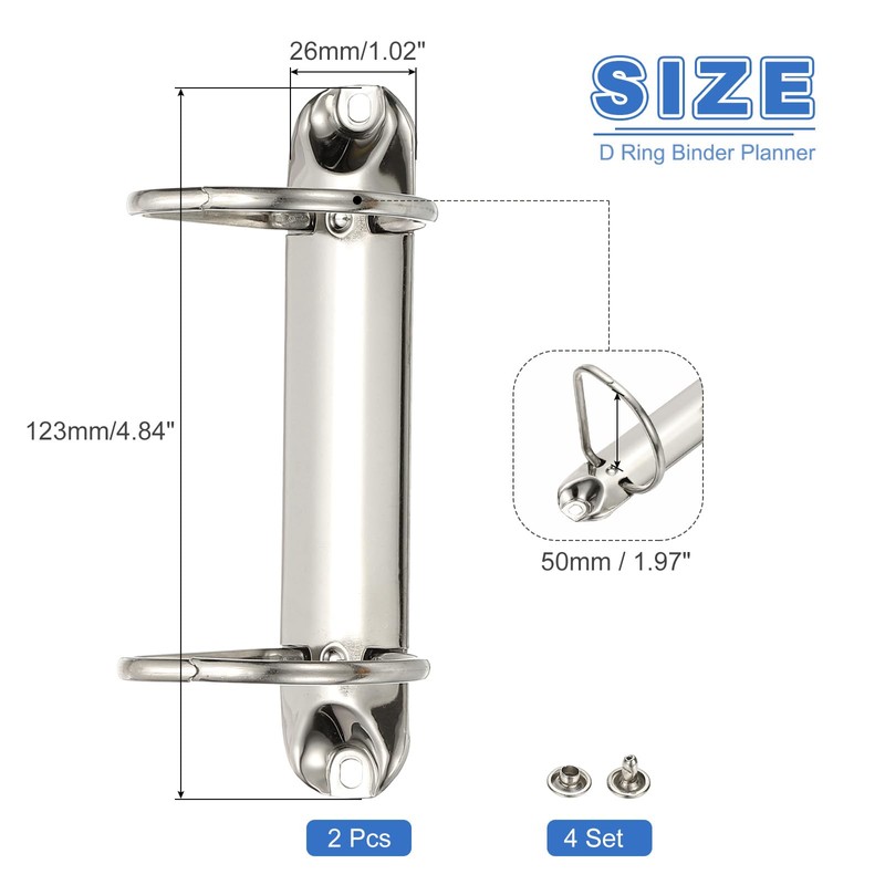 PATIKIL B7 2 Hole Ring Binder Mechanisms, 2 Set 1.97"