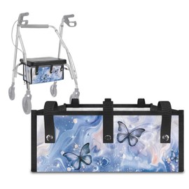 Uorisanigo Blue Butterfly Under Seat Bag for Rollator Walker Replacement Walker Baskets for Rolling Folding Walker for Elderly Walker Basket Wheelchair Accessories