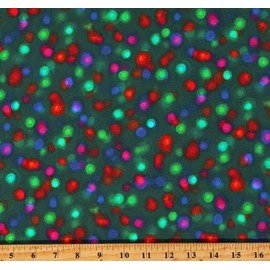 Cotton Knit Robert Kaufman Glow Knits Multi-Color Watercolor Dots on Evergreen 56" Wide Fabric by The Yard (WELXD-20574-224)