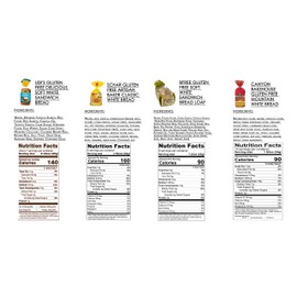 Gluten Free Bread Variety Pack, Contains: Udi's GF Delicious White Bread, Schar GF Artisan White Bread, Bfree GF White Sandwich Bread, and Canyon Bakehouse GF Mountain White Bread