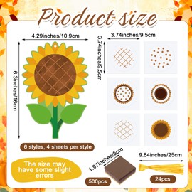 Motipuns 24 Sets Sunflower Flower Crafts Set Suncatcher Tissue Paper Crafts Kit DIY Party Decor Make Your Own Flower Hanging Ornaments for Summer Home Fun Spring Mother's Day Activities