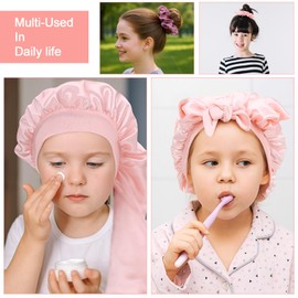 Tyqour Kinder Schlafmütze Bonnet Seidenhaube, Satin Bonnet Schlapphut, Haar Schlapphut Nacht Schlafmütze Gummizug breites Band, Seidenhaube zum Schlafen Satin Haarhaube für Mädchen