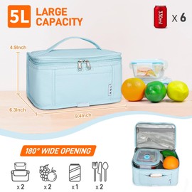 NOL Natural Organic Lifestyle Small Lunch Bag Mini Lunch Box Insulated Lunch Bag for Men/Women Leakproof Cooler Tote Bag Lightweight Nylon Waterproof Lunch Box For Work, Light blue