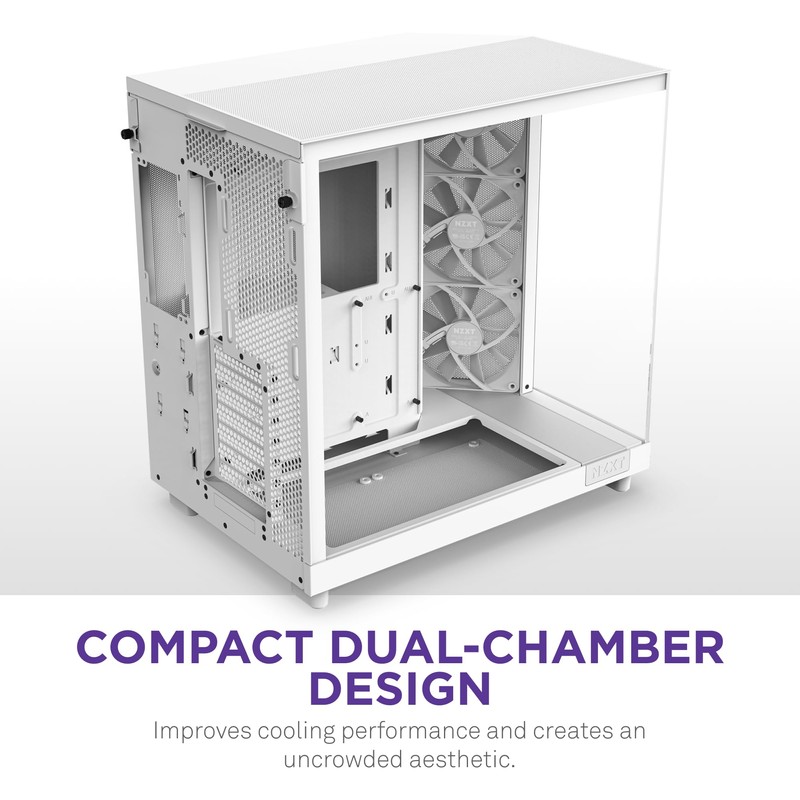 NZXT H6 Flow | CC-H61FW-01 | Compact Dual-Chamber Mid-Tower Airflow