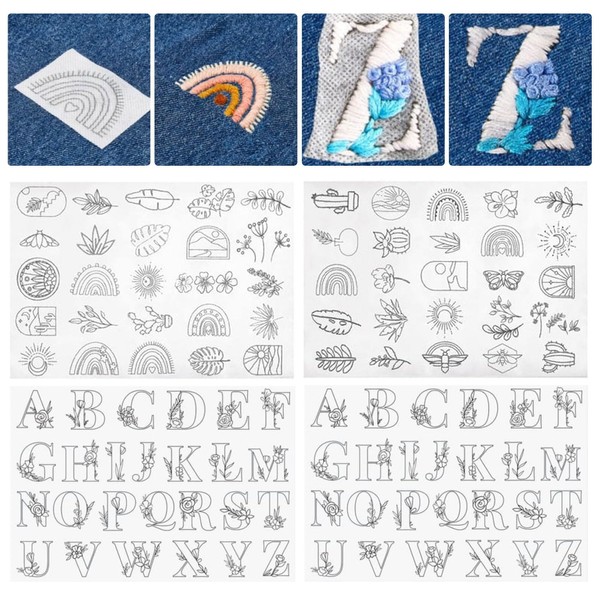 200PCS Embroidery Stencils,Hand Sewing Embroidery Stabilizer Washable Water Soluble Pattern