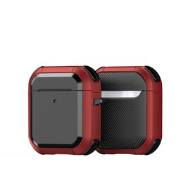 DUX DUCIS AirPods Case for AirPods 2nd & 1st Generation, Protective Shockproof Cover with Keychain [Front LED Visible][Support Wireless Charging] for Airpods 1/2 （Red）