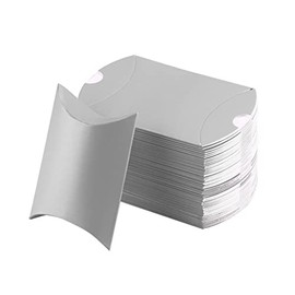JIHUOO 100 Pcs Wedding Creative Pillow Box Candy Gift Box Wedding Favor Box Folding Candy Box for Wedding Silver