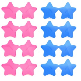 CHRORINE 8/16/24/40 Pairs Rimless Star Shape Sunglasses Transparent Glasses Bulk for Party Decor Favor (24, Pink and Blue)