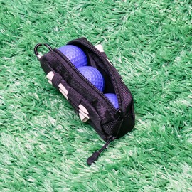 koundeneko ゴルフボールケース 3個用 ファスナー開閉式 ボールポーチ 携帯便利 カラビナ付き ゴルフバッグ フォーク/ゴルフマーカー/ハットクリップ 挿し ホルダー 野球/テニス/バドミントンにも適用