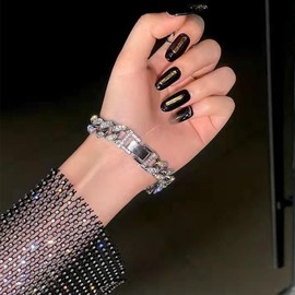 Inateannal Cuban Link Chain Bracelet for Women Men Sparkly Iced Out Bracelet Miami Diamond Chunky Chain Bracelet Hip Hop Costume Jewelry