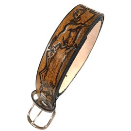 Running Horse Western Leather Belt Handmade Brown (36)