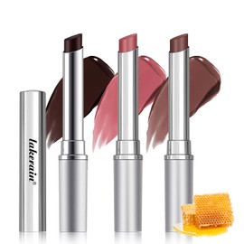 WEEMAY Lápiz labial Honey Noir de 3 colores, negro, desnudo y rosa, hidratante profundo de cereza negra, brillo labial nutritivo miel noir, tinte labial natural, brillo labial hidratante para todos