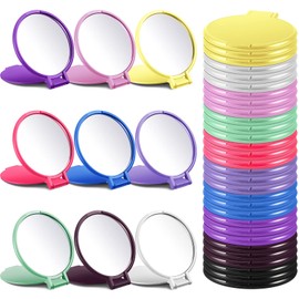 Thyle 300 Pcs Compact Mirror Bulk, Pocket Mini Folding Round Makeup Mirror for Purse Small Portable Travel Cosmetic Women Gifts Daily Use Party Favors, 10 Colors