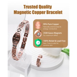 Jeracol Copper Cross Magnetic Bracelet for Women - 99.9% Solid Pure Copper Strong Magnets Jewelry Gift Adjustable Length With Ring