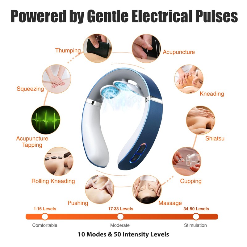 Auxoliev Neck Massager with Heat, 9 Modes and 50 Intensity,