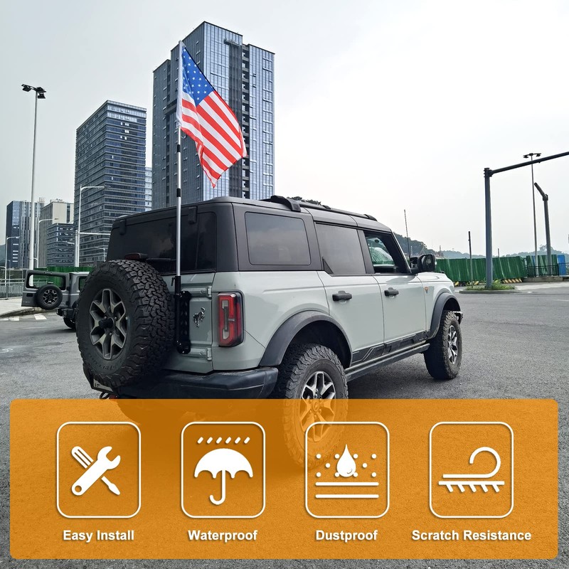 Antenna Mount Flagpole Holder Flagpole Bracket Multi-Function Tailgate Hinge Mounted