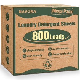 800 Loads Mega Pack Laundry Detergent Sheets, Eco-friendly Laundry Sheets, Powerful Cleaning, Suitable for Homes, Dorms, and Apartments - [Fresh Scent]