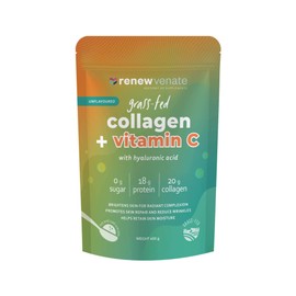 RenewVenate Grassfed Collagen with Vitamin C and Hyaluronic Acid – Premium Hydrolyzed Peptides for Radiant Skin, Hair, Nails & Joint Health – Non-GMO, Gluten-Free, Keto-Friendly 400g