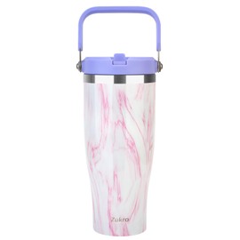 Zukro 40 oz Tumbler with Straw and Lid, Stainless Steel Tumblers with Top Handle and Flip Straw, Leakproof Vacuum Insulated Water Bottle, Fit in Cup Holder, Keep Cold 24 Hours, Dishwasher Safe