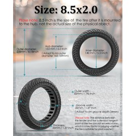 GYL 50/75-6.1 Scooter Tire Solid: 8.5 Inch Tubeless Tires for Hover 1 Pioneer Journey Jive Aovopro ES80 Hiboy S2 Gotrax GXL V2 Rival XR Apex XL Electric Scooter, 8 1/2'' Replacement Wheel Black 1 Pcs