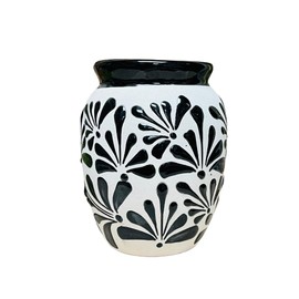 Black Espiga Plumeado Bola Clay Vase - Florero Barro - Jarro - Clay Vase - Hand Made Vase - Guelaguetza Designs