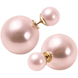 DOLCE LUCCI Double Pearl Earrings, Large, For Women, Valentine’s Day Gift, Simple, Pearl Earring Closure, Adult, Elegant Jewelry, Earrings for Weddings, Parties, School Entrance Ceremonies, Graduations, Events, Ceremonies, Gorgeous, Cute, Popular Accesso