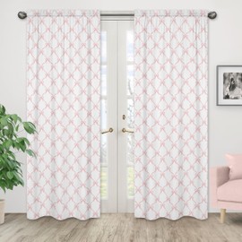 Sweet Jojo Designs Set of 2 Window Curtains 84in. (Pink Bows) for Girls, Kids, Baby/Nursery Bedroom, Living Room, Door, Bathroom, Treatments Panels Drapes (Blush Bow Ballerina Ballet Dancer, Princess)