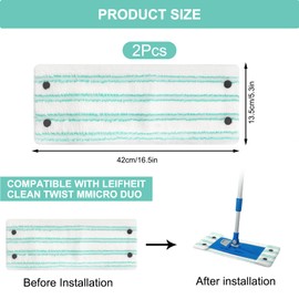 ZMDMAH Pack of 2 Floor Mop Replacement Cover, Mop Cover for Leifheit Combi Clean Twist M Duo Floor Mop, Microfibre Mop Cloth Cover for Washing Machines, Suitable Mop Cover Replacement for All Floor