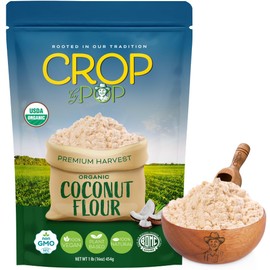 CROP BY POP - Organic Coconut Flour, (16 Oz - 1 LB) USDA Organic & Non GMO Certified - Plant Based, Vegan, Kosher