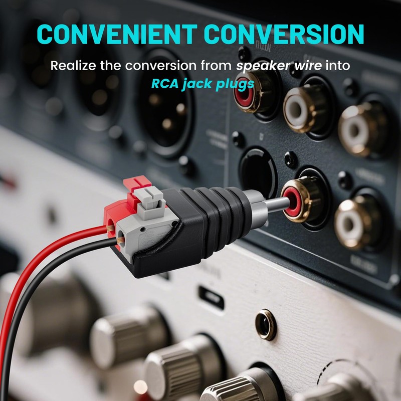 NuIth Speaker Wire Cable to Audio Male RCA Connector Adapter
