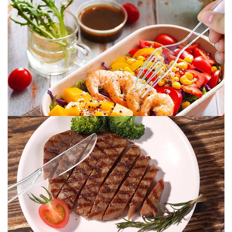 100 Pcs Clear Plastic Silverware Extra Heavy Duty, 100 Count