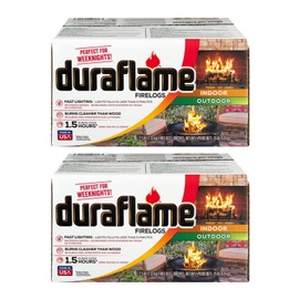 Duraflame 2.5-lb 1.5-Hour Burn Indoor/Outdoor Firelog (12-Count) - Perfect Fire-Log Substitute for Your Fireplace, Great for a Campfire, Chimney-Safe, Easy to Use, Fast Lighting with Starter (2 Items)