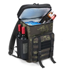 HSHRISH Cooler Backpack, Picnic Bag, Expandable, Waterproof, Leak-Proof Cool Bag, Insulated Large Cooler Bag for Men, Women, Hiking, Travel, Camping, Beach, Picnic, BBQ, 30 L, Black Camo, Black camo