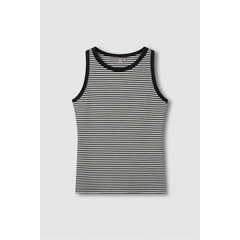 JAJU [JAJU] Women's Cotton Rib Sleeveless T-shirt_Jet Black