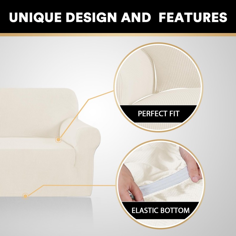 PrinceDeco Stretch Sofa Slipcover 1 Piece Sofa Cover for 3