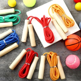 Sonwyoung 30 Pack Jumping Rope Bulk with Wooden Handles 8.53 Ft Adjustable Long Skipping Rope for Multiplayer Double Dutch Jump Rope for Kids Adults Exercise Outdoor Fun School Sport Game Gift