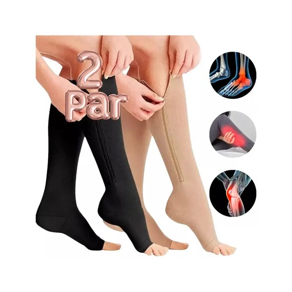 2 Pares Medias De Compresión Para Varices Piernas Cansadas F