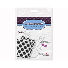 3L Scrapbook Adhesive Permanent Small Pre-Cut 3D Foam Squares, 1/4-Inch x 1/4-Inch, 308pk, Black