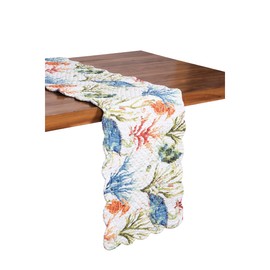 C&F Home Marino Quilted Reversible Rectangle Table Runner Nautical Beach Ocean Watercolor Colorful Reverse To Blue And White Trellis Table Runner Blue