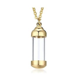 Blood Vial Necklace Stainless Steel Glass Cremation Urn Pendant Necklace for Women Keepsake Memorial Jewelry(Gold)