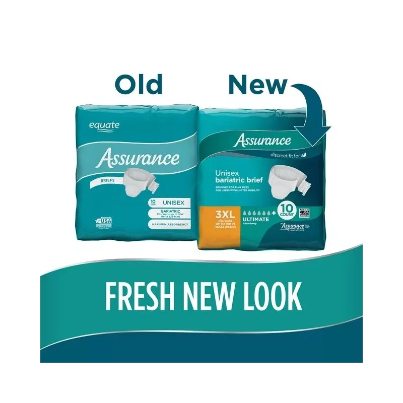 Assurance Unisex Maximum Incontinence Briefs with Tabs, Bariatric 40 Count