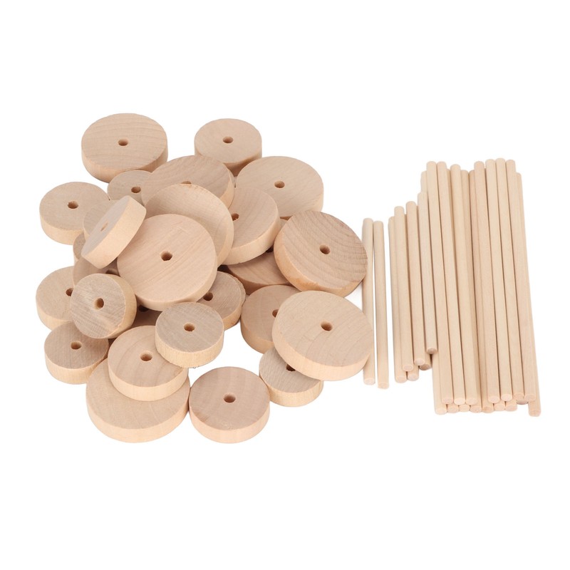 Unfinished Wood Wheels DIY Polished Round Wheel Wooden Pieces for