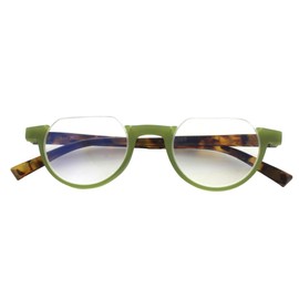 メイガン 老眼鏡 ブルーライトカット レディース メンズ お洒落 薄型 逆ナイロール アンダーリム 下ふち グリーン 度数+1.50 (colorfulook カラフルック 軽量 形状記憶 フレーム) 532515