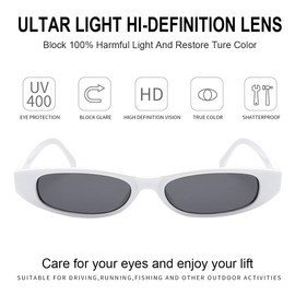 Dollger Small Rectangle Sunglasses for Women Thin Skinny Cool Sunglasses Retro Y2K Fashion Designer Square White Shades