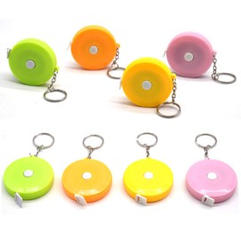 Yueser 8 Pack Tape Measure Keychain Mini Plastic Portable Automatic Shrinkable Tape Measure for Tailor Cloth Body Measure Tool