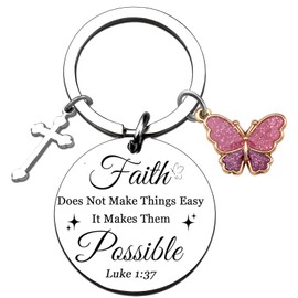 Geguosen Christian Keychain Gifts for Women Cross Bible Verse Keychain Butterfly Accessories Religious Gifts for Pastor Women Teen Girls Catholic Presents for Easter Christmas Baptism Spiritual Gift