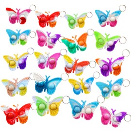 Roaqua Student Gift Bulk butterfly Fidget Bubble Mini Pop Fidget Keychain，Birthday Christmas Party Favors Supplies and Student Prizes Gift （30 Packs）