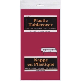 Burgundy Plastic Tablecloth, 108" x 54"