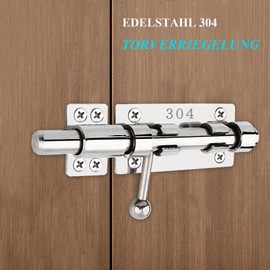 Sliding Bolt Gate Latch 304 Stainless Steel Barrel Bolt Heavy Duty Door Security Lock Thickened Door Bolt Hardware with Mounting Screws for Barn Fence Shed Cellar 16 cm