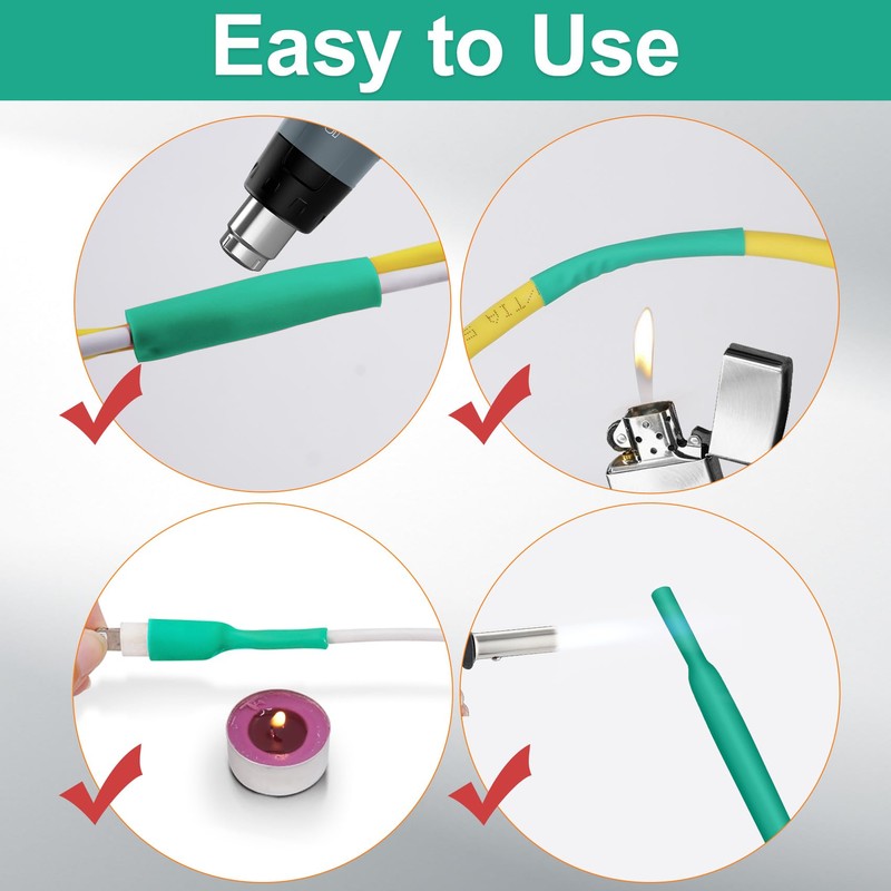 ASHINER Green Heat Shrink Tubing Kit - 580Pcs EVA Material